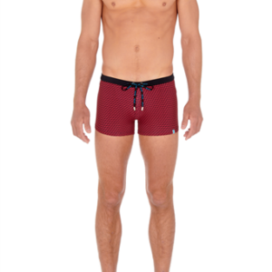 Swim shorts rouge imprimé géométrique